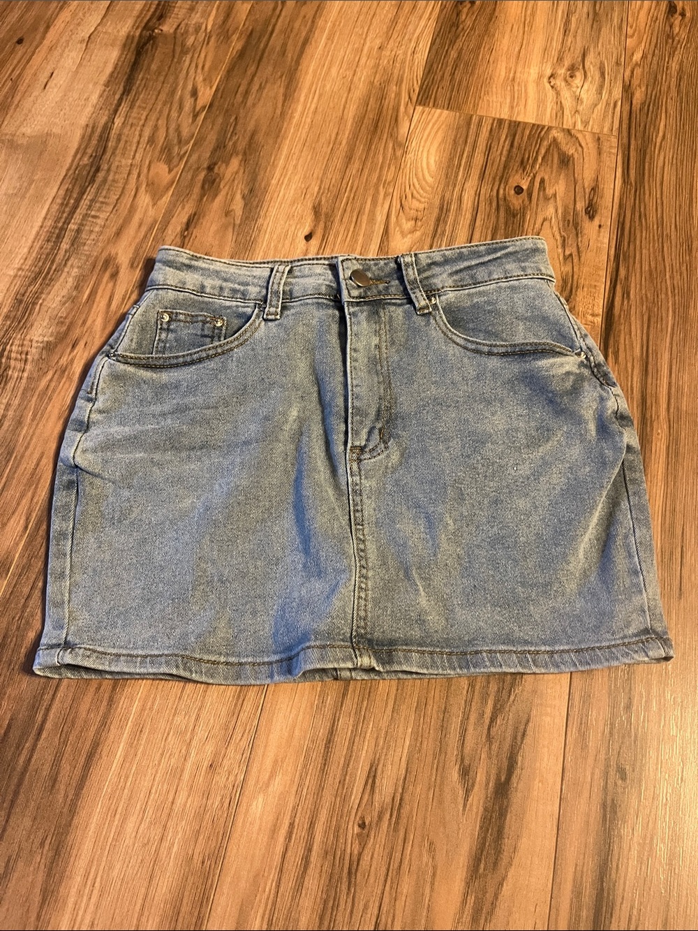 Classic Light Blue Denim Mini Skirt